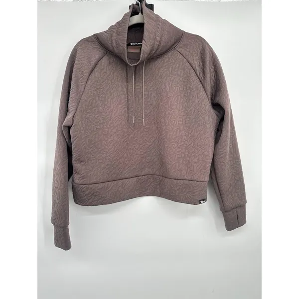 Juicy‎ Couture Sport Jacquard Textured Crop Pullover M Plum Purple Funnel Neck - Image 2