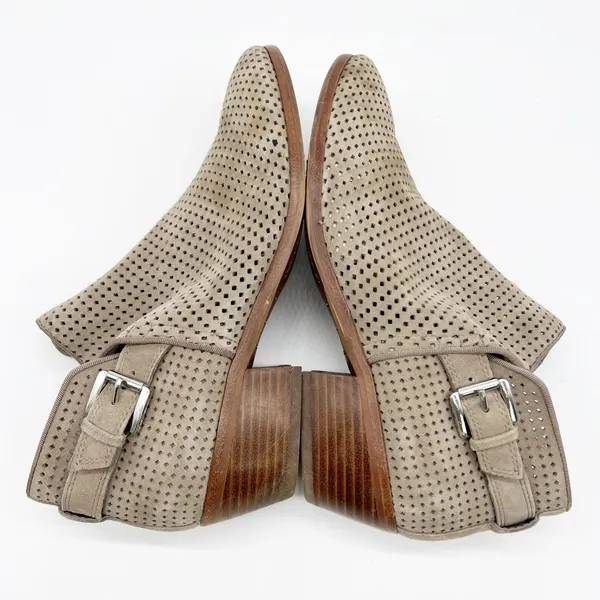 Sam Edelman Womens 9 Paula‎ Perforated Leather Buckle Ankle Boot Putty Suede - Image 7