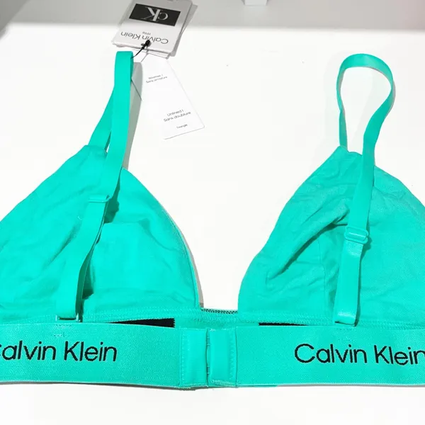 Calvin Klein‎ Women's Triangle Bra Teal Banded Unlined Size Large NEW - Image 4