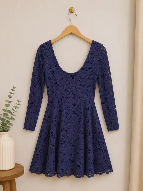 Free People Blue Rose Fit N Flare Garden Lace Mini dress Sz M - Image 5