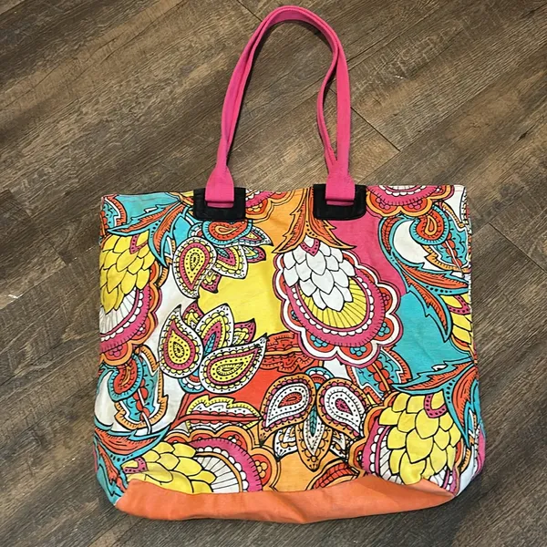 Joe Boxer tote bag featuring a colorful paisley pattern with pink‎ straps - Image 5