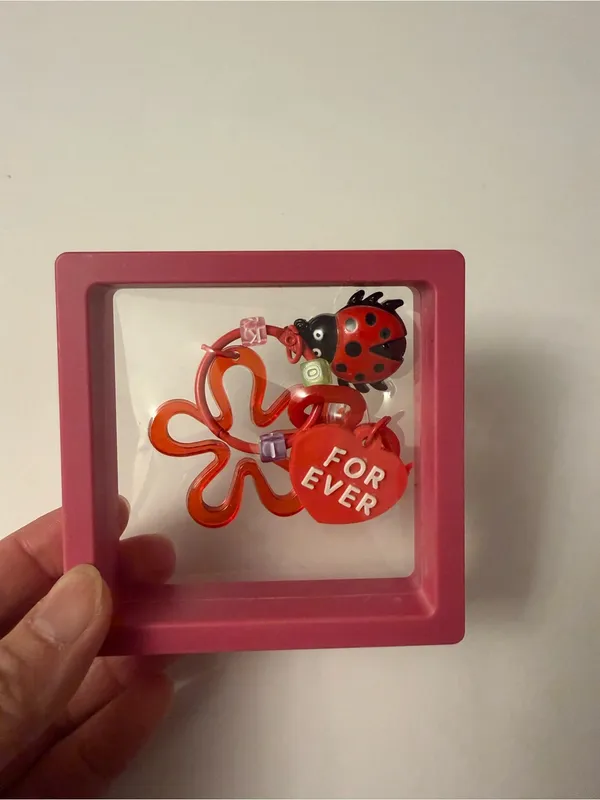 Cute Keychain Set - Red, Pink, Yellow, Green, Blue, Purple in a 3D Floating box! - Image 2