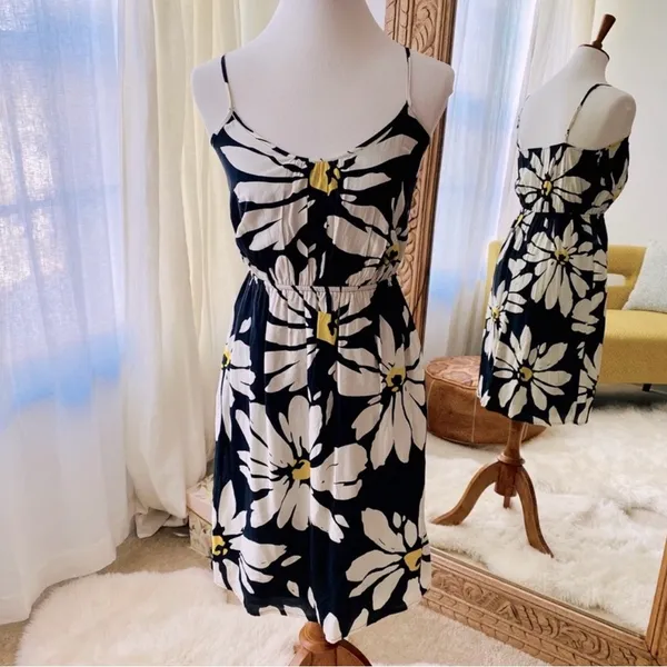 Old Navy XS Black White Daisy Floral Cami Mini‎ Dress Y2K Sundress - Image 2