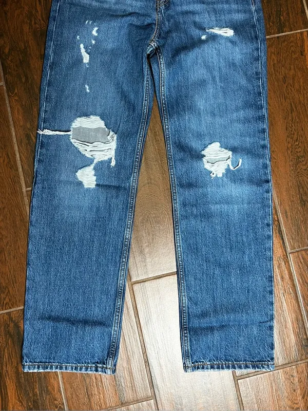 Levi’s Distressed Dark Wash Low Pro Straight Denim Jeans - Image 3
