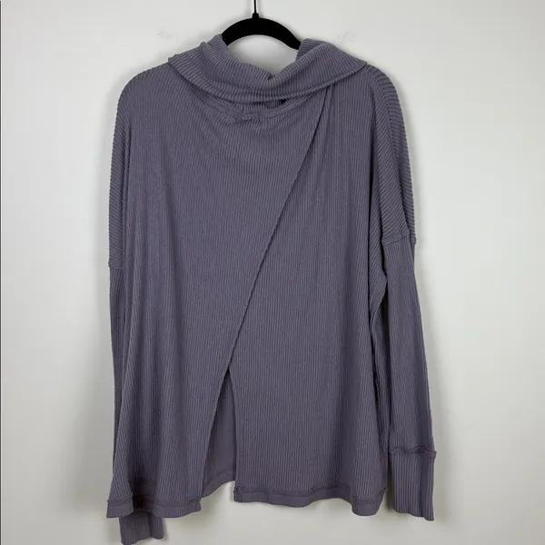 Free People We The Free Juicy Long Sleeve Cowl Neck Top Size Large Purple Smoke - Image 5