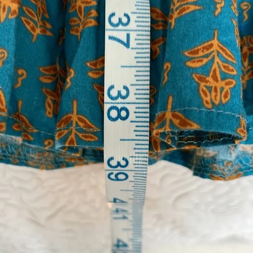 Luna Moon Tiered Maxi Skirt Teal Orange Floral Lace Trim Boho Festival‎ Medium - Image 11