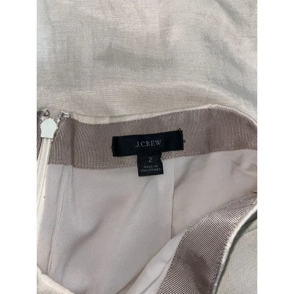J.Crew Button Front Linen Cupro Blend Skirt Size 2 Womens Tan Lined Fall Wear - Image 4