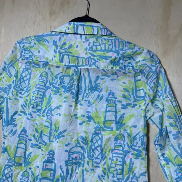 Lilly Pulitzer Lighthouse Print Tunic Top XS Blue Green Coastal Beach‎ - Image 8