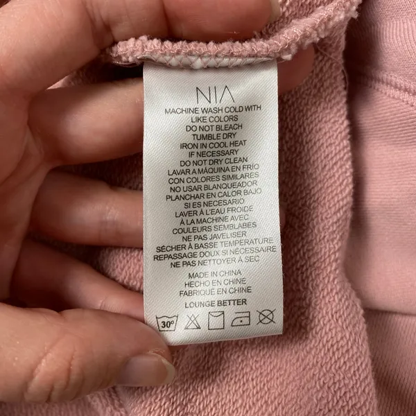NIA Pink Crop Cotton Pullover Sweatshirt Size XS‎ Lounge Athleisure - Image 6