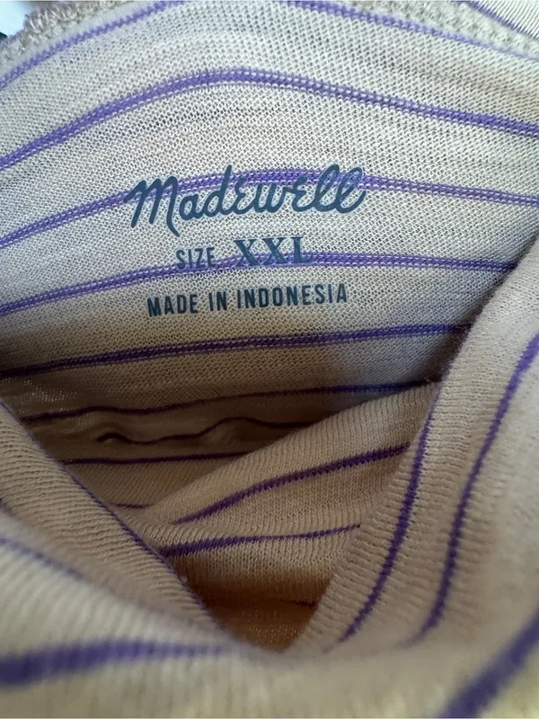NWT Madewell Whisper Cotton Striped Turtleneck Tee Matchstick sz XXL - Image 8