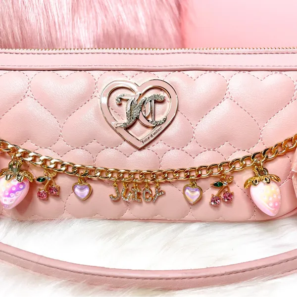 New Juicy Couture Pink Diamond Coquette Shoulder Bag with Accessories - Image 2