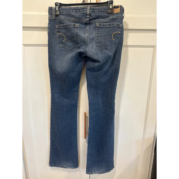 American Eagle Outfitters Womens skinny Flare Leg Jeans Medium Wash 4 Long denim - Image 6