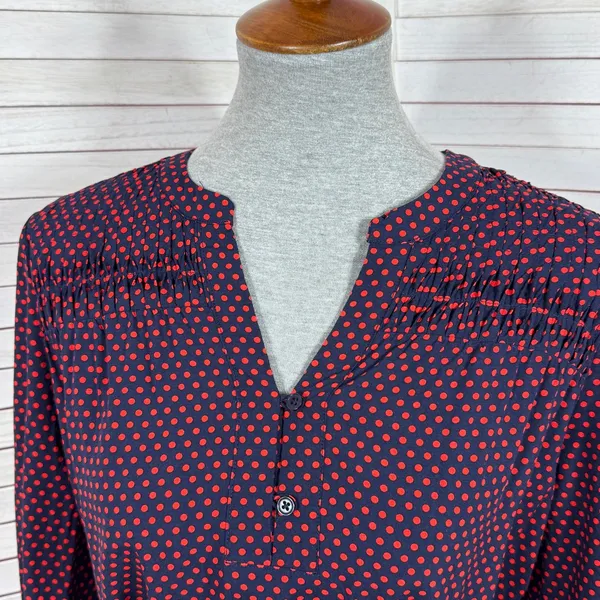 41 Hawthorn Polka Dot Belted V Neck Cloey Shirt Dress Blue‎ Red Small - Image 5