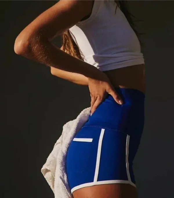 Free People Movement Sapphire Skies Combo Blue White Island Time Shorts - Image 6