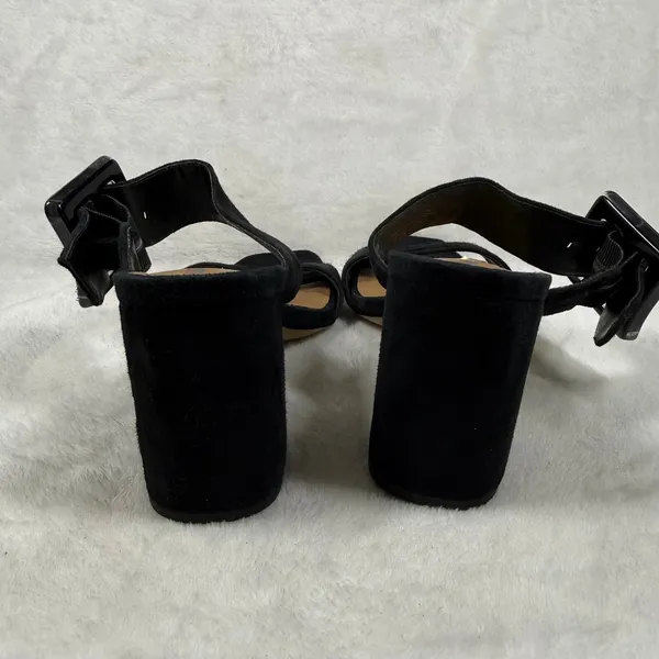 Sam Edelman Casey Black‎ Suede Block Heel Sandals Size 5 Square Toe Buckle Strap - Image 8
