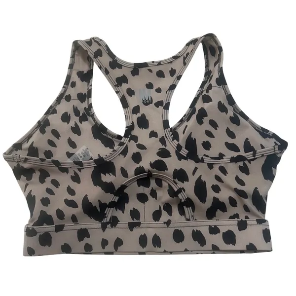 MM Sport Sports Bra Women Medium Tan Black Excellence Animal Print Racerback - Image 7