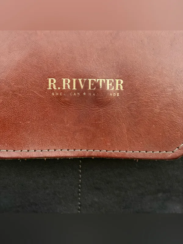 R. Riveter Patton Black Canvas & Brown Leather Crossbody Bag - Image 6