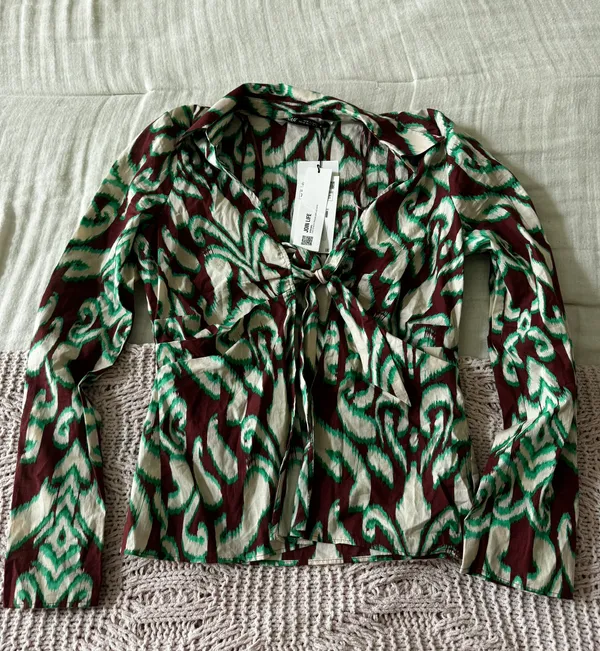 Zara Brown And Green Patterned Longsleeve - Image 5