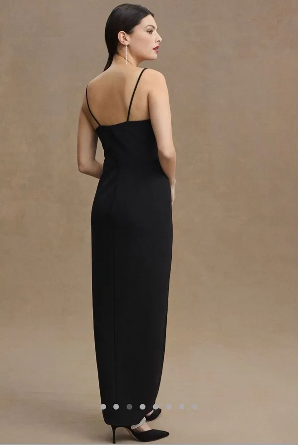 Anthropologie BHLDN Lyra V-Neck Faux Wrap Stretch Crepe Midi Dress Size 2 - Image 2