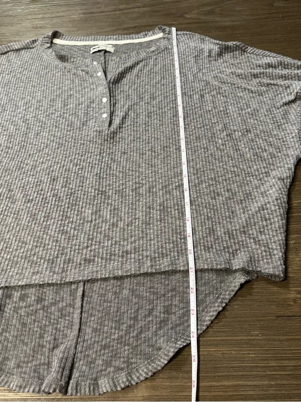 Urban Outfitters Ribbed Henley Long Sleeve Top - Gray - Image 7
