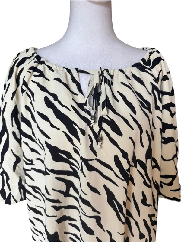 Anthropologie Entro Zebra Print Puff Sleeve Blouse Top Womens Small NEW - Image 5