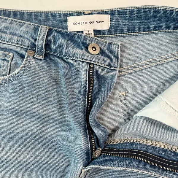 Something Navy Womens Jeans Blue Denim Straight Hi Rise Medium Wash Stretch 8 - Image 6