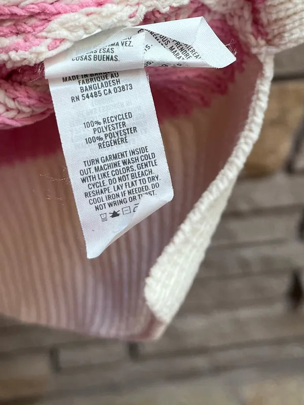Aerie Beyond Chenille Pink & Cream White Sweater Ribbed Oversized Medium - Image 9