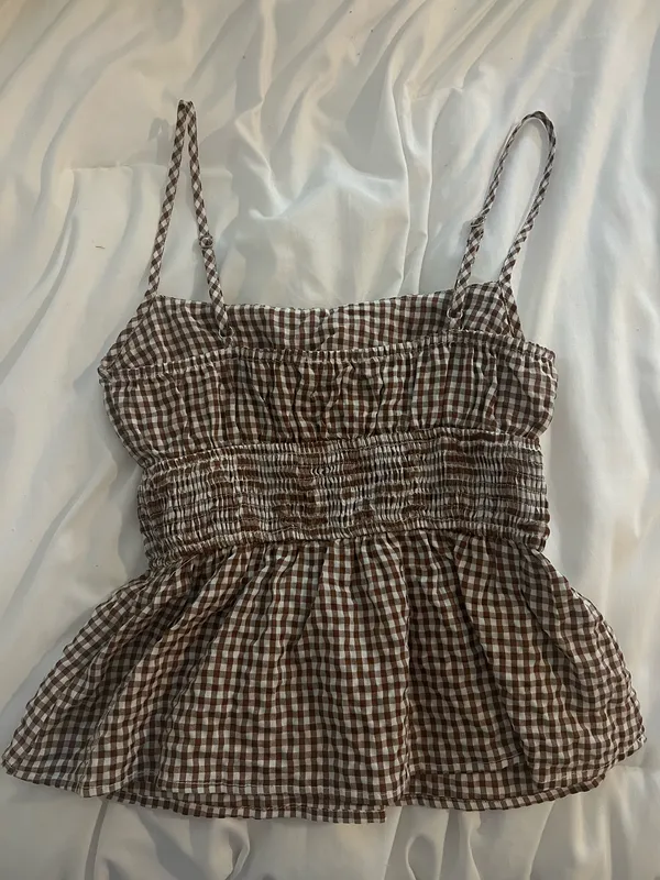 Princess Polly Brown Plaid Tank Top - Image 3