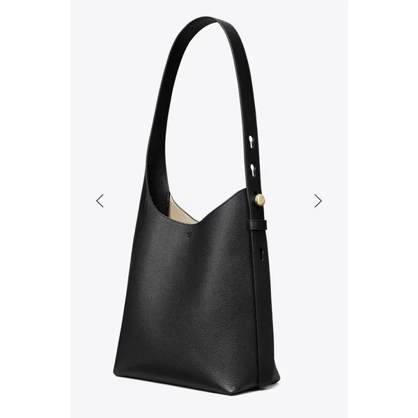 Tory Burch Romy Small Hobo Bag Pebbled Leather Crossbody Black New w/tag - Image 7