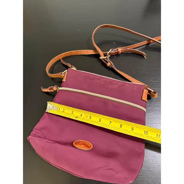 Dooney & Bourke Nylon Crossbody Bag Plum Burgundy Tan Leather Trim Duck Logo - Image 3
