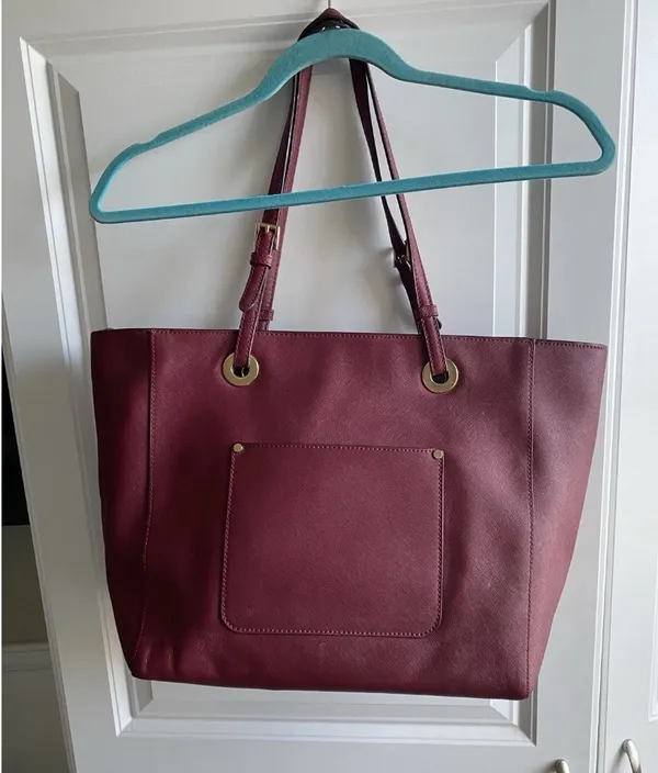 Michael Michael Kors East West Walsh Large Tote Bag Purse Burgundy Leather - Image 13