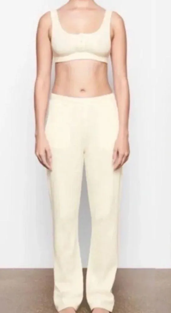 SKIMS Waffle Knit Loose Pant Off White Cream - Image 4