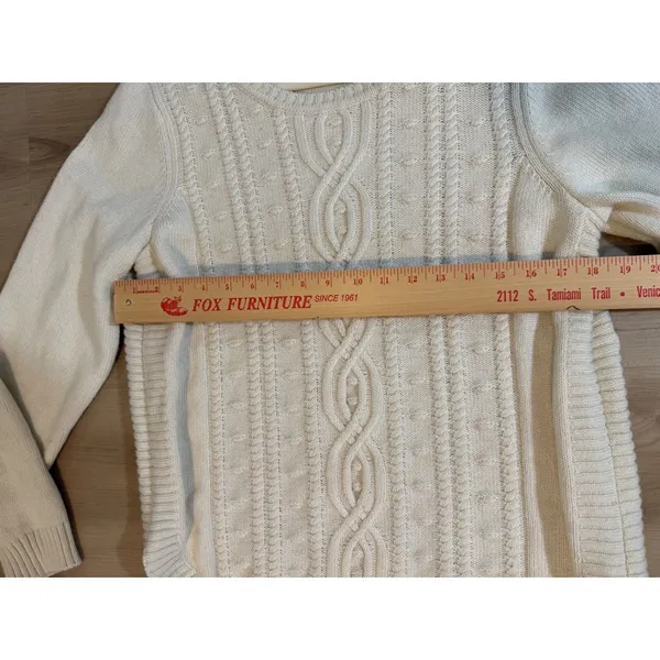 C. Wonder Sweater Cream M Womens Cable Knit Wool Blend Pullover - Image 5