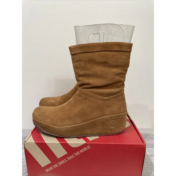 Fit flop crush boot brown sugar Suede women's 7M Wobble‎ Board NIB - Image 4