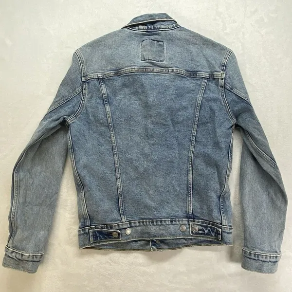 Levis Mens Classic Denim Stonewash Trucker Jean Button Down Jacket Sz‎ Small - Image 10