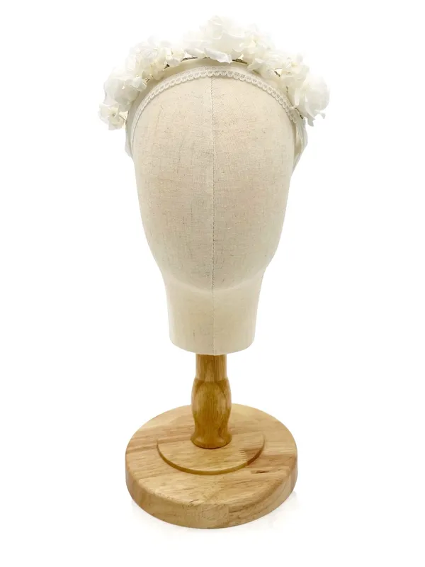 Vintage 1950s 1960s Auerbach’s Floral Headband Hat Ivory White Flowers - Image 3