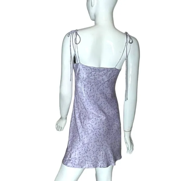 Zara straps slip‎ purple ditsy floral spaghetti dress medium satin - Image 3