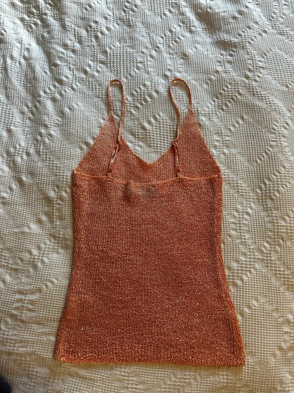 White Fox Boutique Love Galore Sequin Knit Top Peach - Image 4