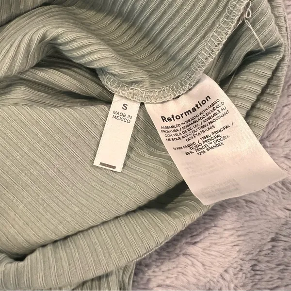 Reformation Cropped Mint Green Ribbed Top - Image 3