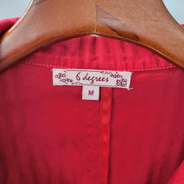 VTG 6 Degrees Y2K Cropped Jacket Juniors M Red Layered Ruffle Back Fitted Button - Image 3