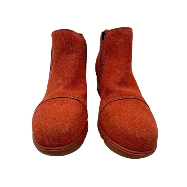 Sorel Evie Booties Boots Pull-On Wedge Heel Waterproof Suede Red‎ Size US 8 - Image 2