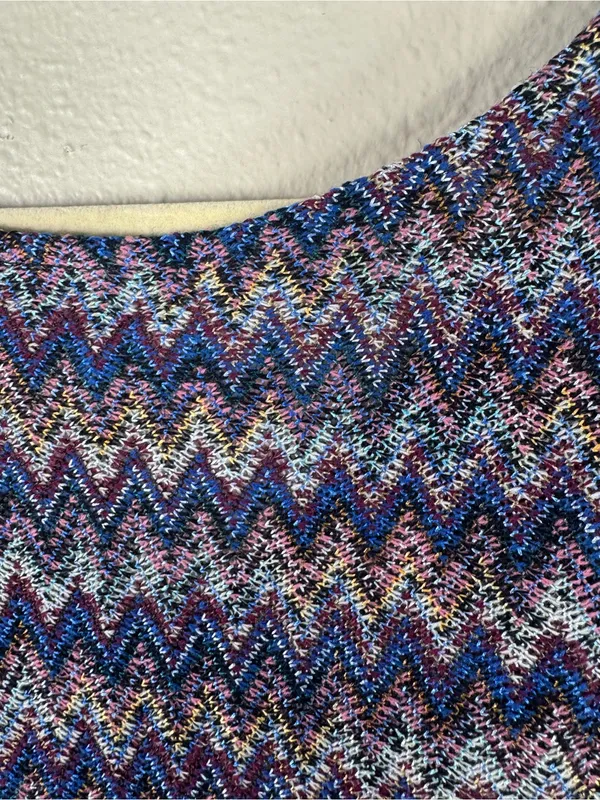 Maeve Blue Pink Zig Zag High Low Dress Womens XL Boho Casual Anthropologie Mini - Image 4
