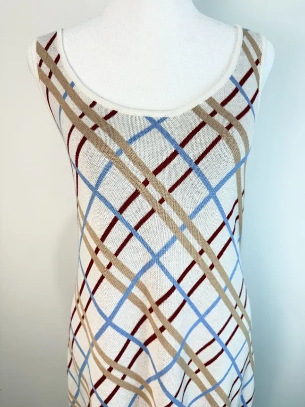 Maeve XL Knit Maxi Dress Plaid Sleeveless Side Slit Viscose‎ Blend Women - Image 9