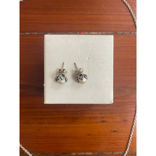 Pandora Retired Cultured Elegance Pearl Ring Earrings Necklace Set 925 - Image 3