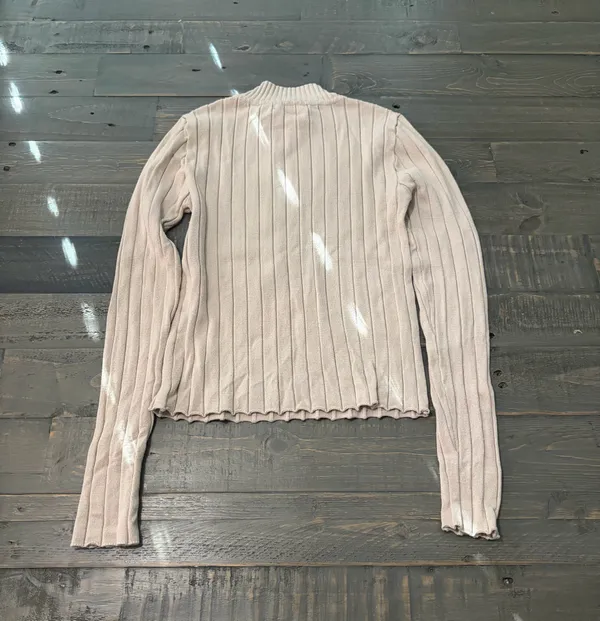 Forever 21 Women’s Ribbed Mock Neck Sweater Top Beige Size Small - Image 3