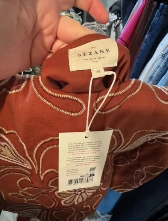 SEZANE FERGUS BLOUSE Shirt Top Tank Shell Size 42 Large NEW NWT - Image 4