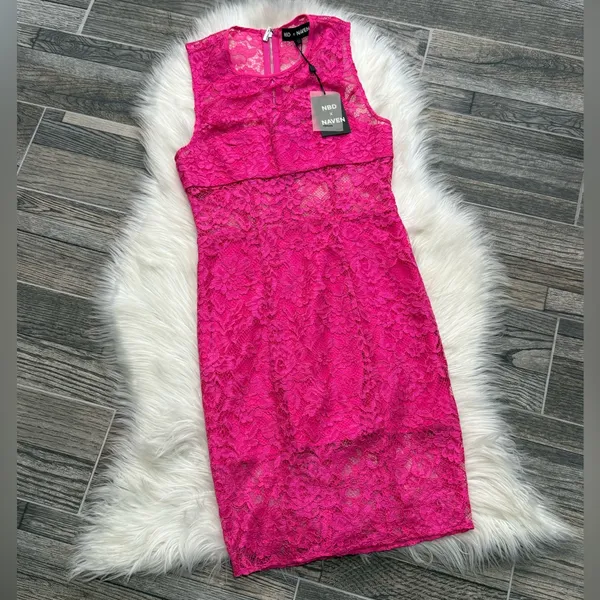 NWT NBD X Naven Lace Dahlia Dress in Pink Glo - Image 7