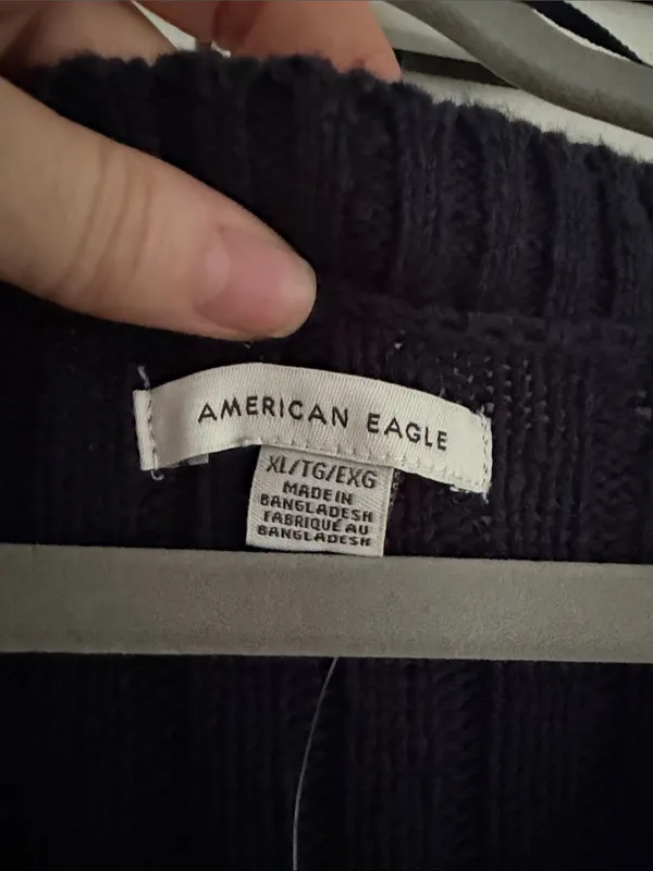 American Eagle Outfitters Dark Navy Ribbed V‑Neck Cardigan - Image 2