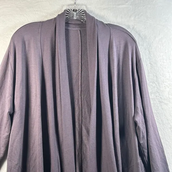 Athleta Womens‎ Purple Gray Open Front Drape Cardigan Long Sleeve Pockets - Image 2