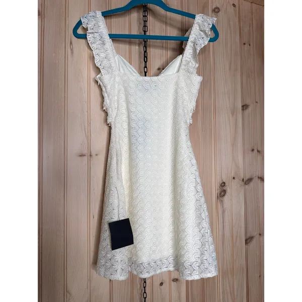 NWT Lulus Melosa Ivory Textured Ruffled Mini Dress Party Night Out Resort Sze XS - Image 6